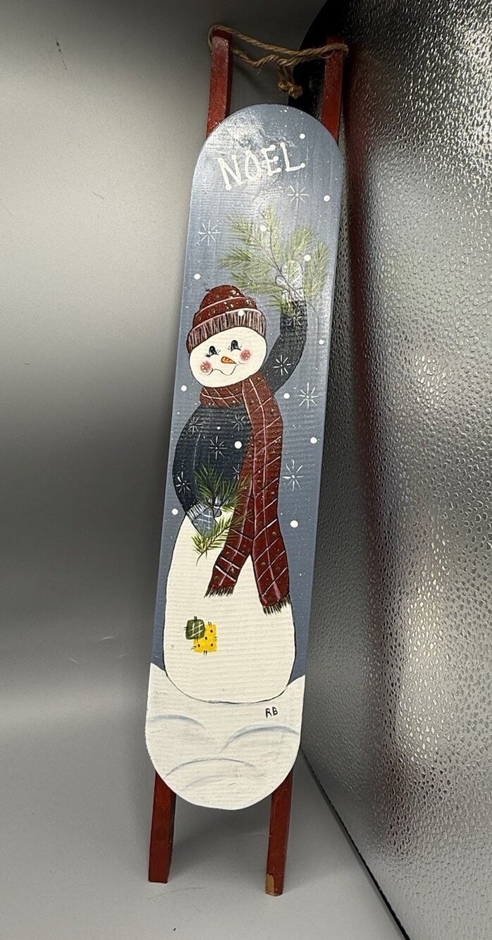Handmade Wooden Christmas Sled Snowman NOEL Wall Decor